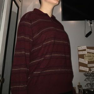 Red Striped Collared Sweater